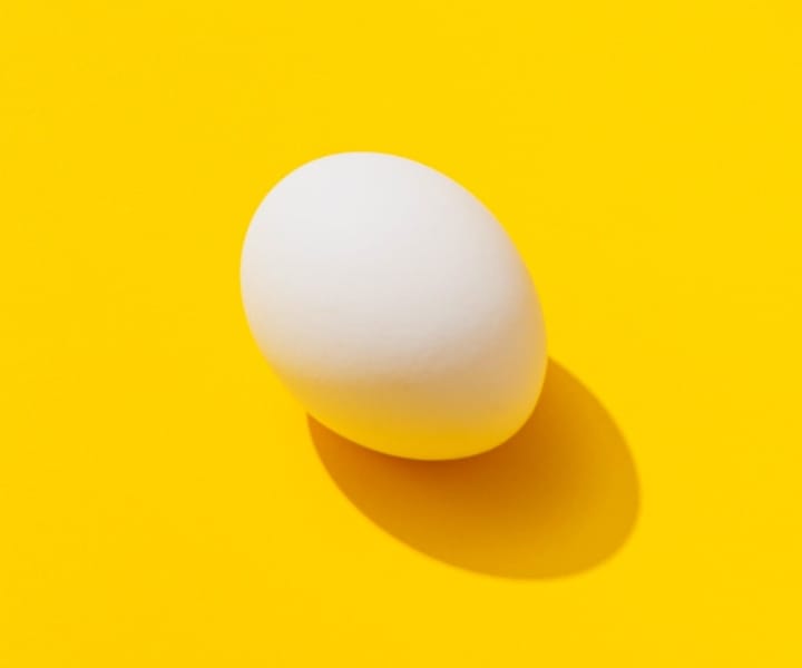 Minimal photo of egg on bright yellow background